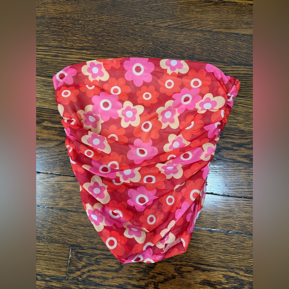 Cotton Candy Floral Ruched crop top